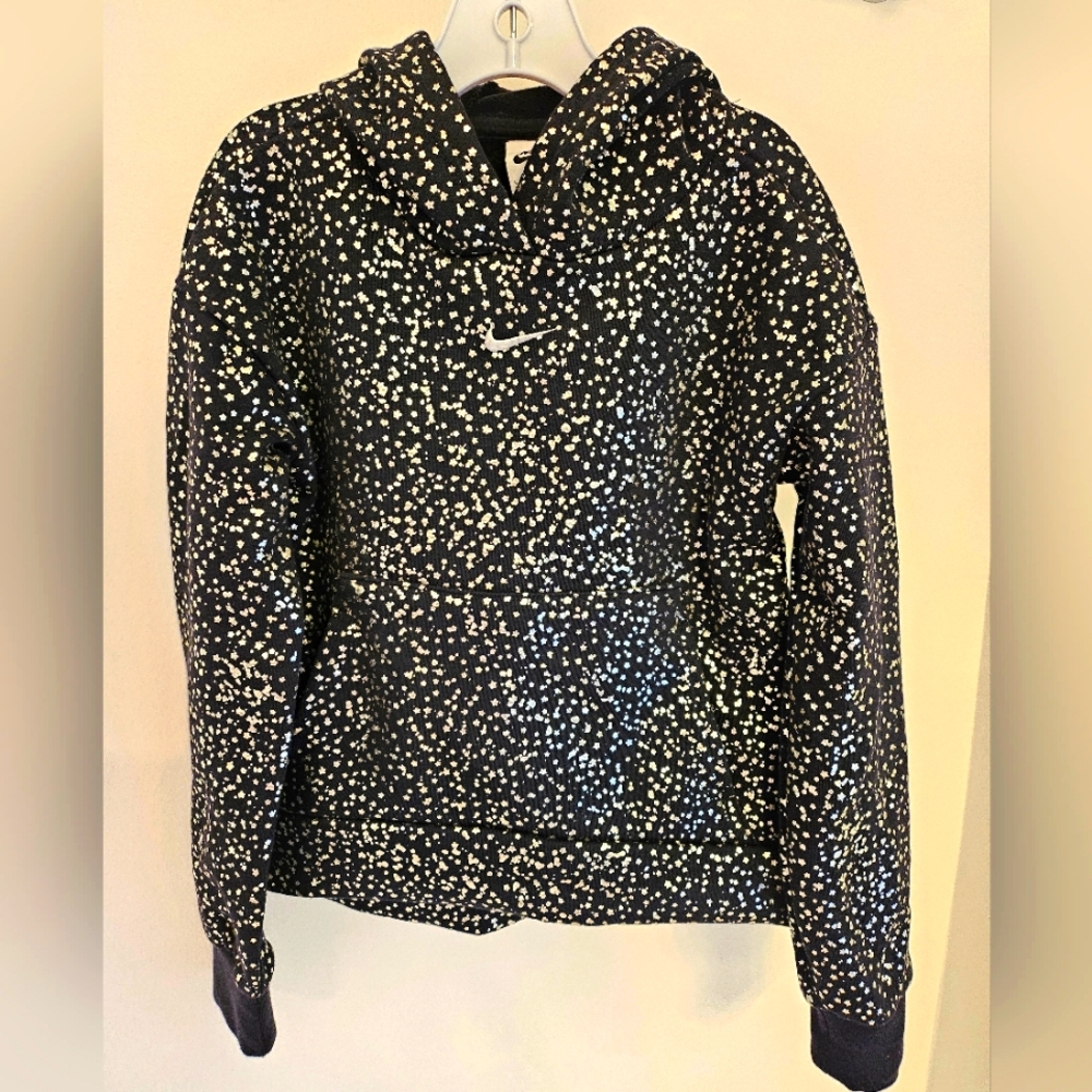 Nike little girls black and gold stars hoodie small